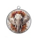 Pendentif Cabochon Argent - éléphant