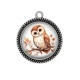 Pendentif Cabochon Argent - chouette