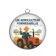 Pendentif Cabochon Argent - un agriculteur formidable