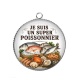 Pendentif Cabochon Argent - je suis un super poissonnier