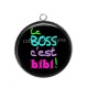 Pendentif Cabochon Argent - le boss c'est bibi