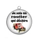 Pendentif Cabochon Argent - je suis un routier qui déchire