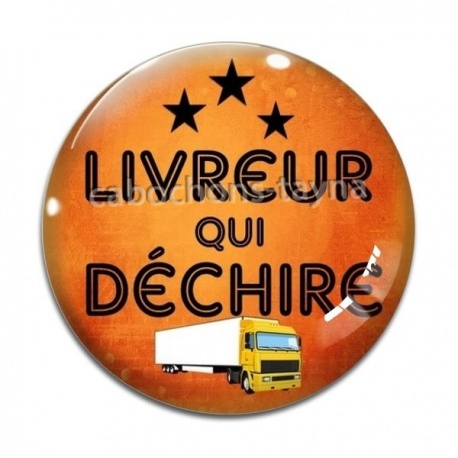 Cabochon Verre - livreur qui déchire