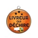 Pendentif Cabochon Argent - livreur qui déchire