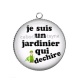 Pendentif Cabochon Argent - je suis un jardinier qui déchire