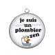 Pendentif Cabochon Argent - je suis un plombier zen