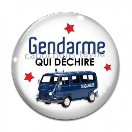Cabochon Verre - gendarme qui déchire