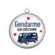 Pendentif Cabochon Argent - gendarme qui déchire