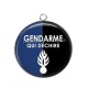 Pendentif Cabochon Argent - gendarme qui déchire