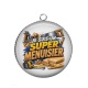Pendentif Cabochon Argent - je suis un super menuisier