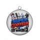 Pendentif Cabochon Argent - je suis un super coiffeur