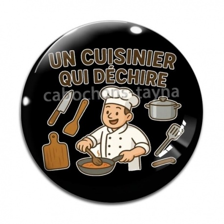 Cabochon Verre - un cuisinier qui déchire