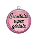 Pendentif Cabochon Argent - secrétaire super géniale