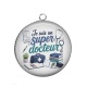 Pendentif Cabochon Argent - je suis un super docteur