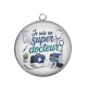 Pendentif Cabochon Argent - je suis un super docteur