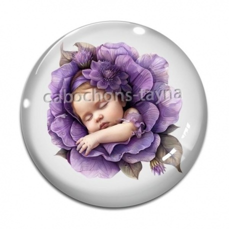 Cabochon Verre - bébé fleur