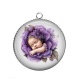 Pendentif Cabochon Argent - bébé fleur