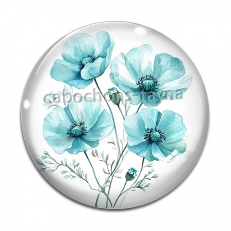 Cabochon Verre - coquelicot