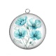 Pendentif Cabochon Argent - coquelicot