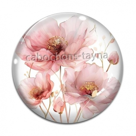 Cabochon Verre - coquelicot