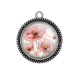 Pendentif Cabochon Argent - coquelicot