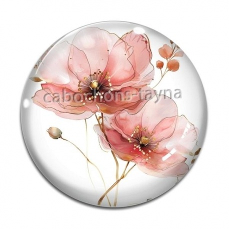 Cabochon Verre - coquelicot