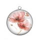 Pendentif Cabochon Argent - coquelicot