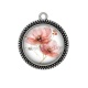 Pendentif Cabochon Argent - coquelicot
