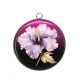 Pendentif Cabochon Argent - fleur exotique