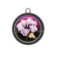 Pendentif Cabochon Argent - fleur exotique