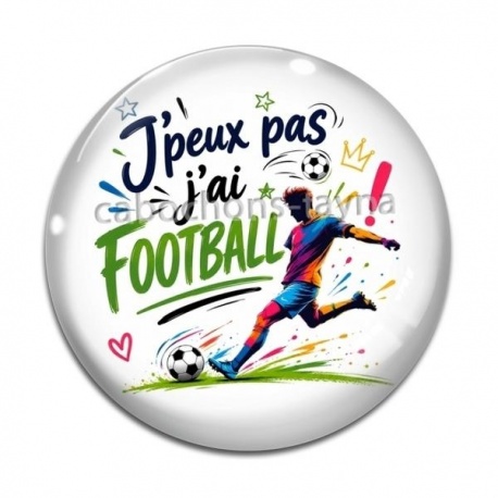 Cabochon Verre - j'peux pas j'ai football