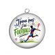 Pendentif Cabochon Argent - j'peux pas j'ai football