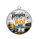 Pendentif Cabochon Argent - mon papa c'est le roi du football