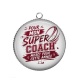 Pendentif Cabochon Argent - pour mon super coach merci pour cette année
