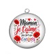 Pendentif Cabochon Argent - maman je t'aime plus fort que l'univers