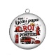 Pendentif Cabochon Argent - mon beau papa c'est le roi des pompiers
