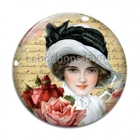 Cabochon Verre - femme ancienne