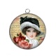Pendentif Cabochon Argent - femme ancienne