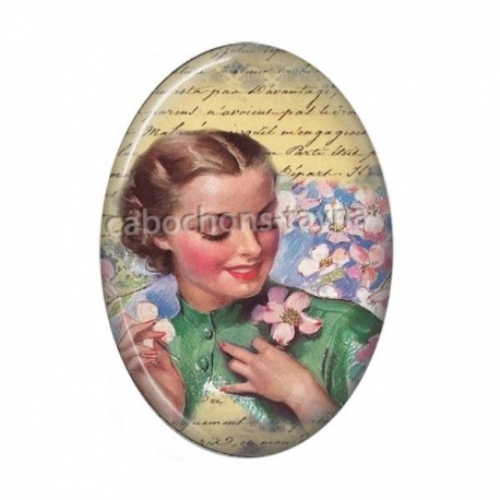 Cabochon Résine Ovale - femme ancienne
