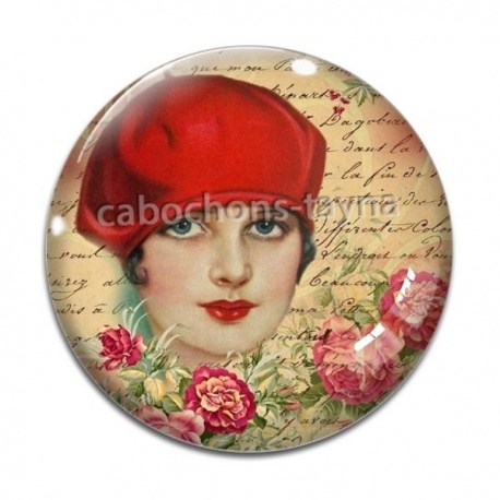 Cabochon Verre - femme ancienne