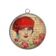 Pendentif Cabochon Argent - femme ancienne