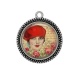Pendentif Cabochon Argent - femme ancienne