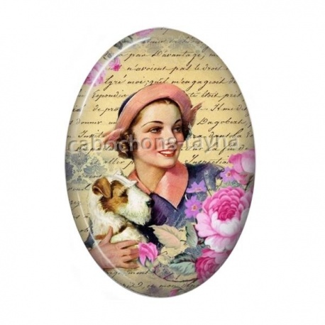 Cabochon Résine Ovale - femme ancienne