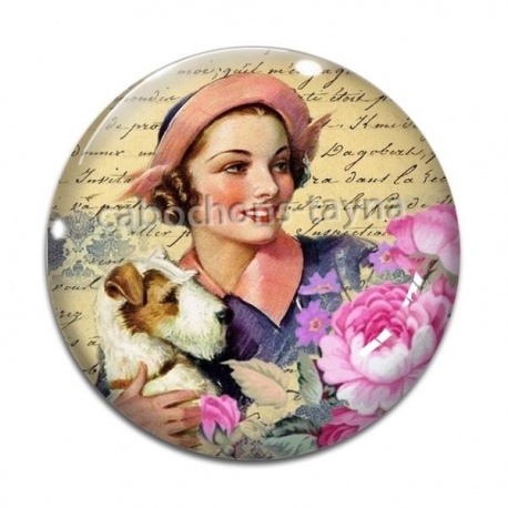 Cabochon Verre - femme ancienne