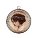 Pendentif Cabochon Argent - femme ancienne