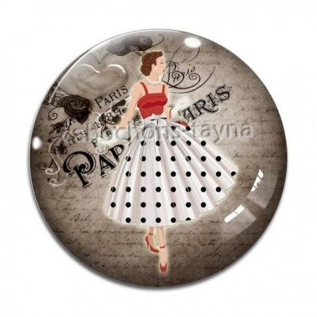 Cabochon Verre - femme de paris