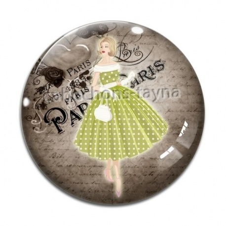 Cabochon Verre - femme de paris