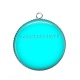 Pendentif Cabochon Argent - fond turquoise