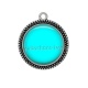 Pendentif Cabochon Argent - fond turquoise