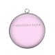 Pendentif Cabochon Argent - fond rose